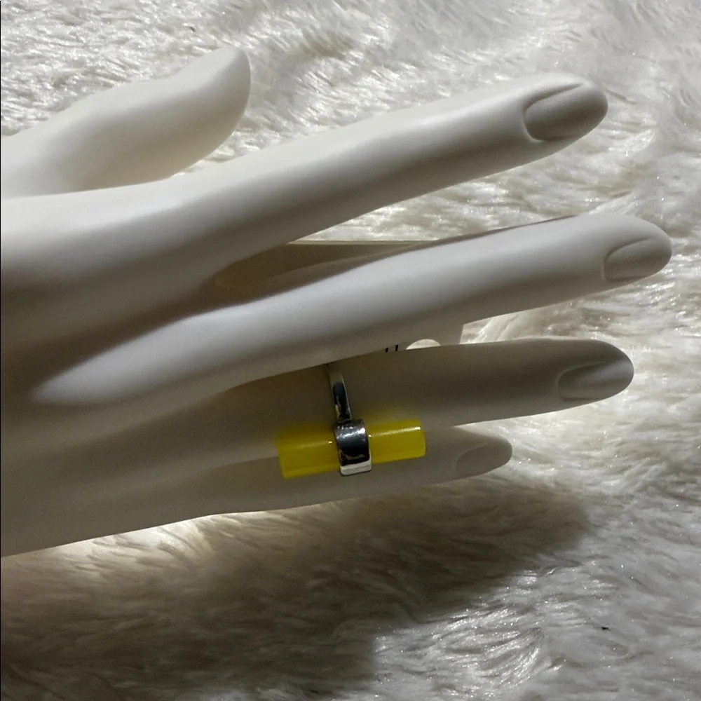 French Connection Yellow and Silver Wearable Ring